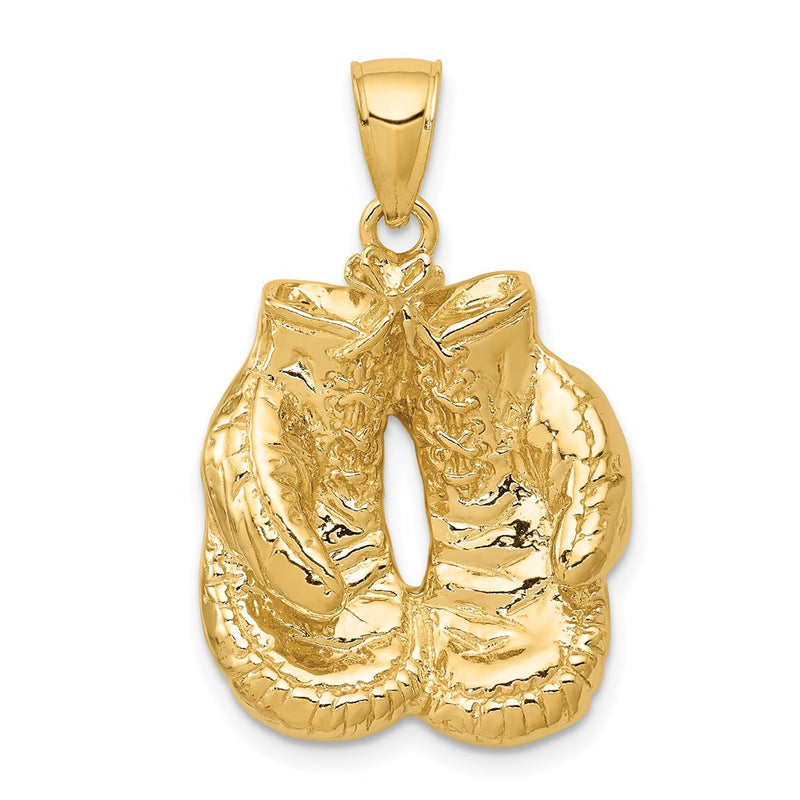 14k Yellow Gold Solid Polished Open-Backed Boxing Gloves Pendant