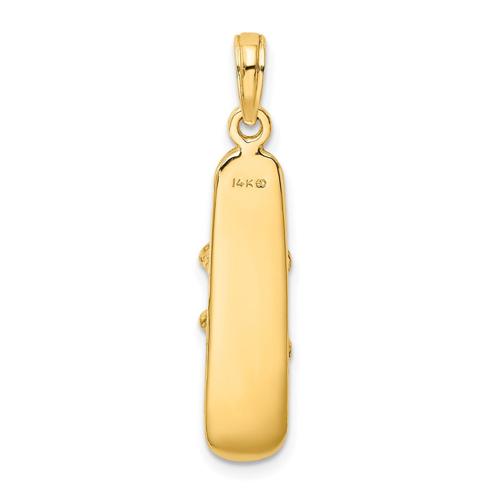 14k Yellow Gold Solid Polished 3-D Snowboard Charm