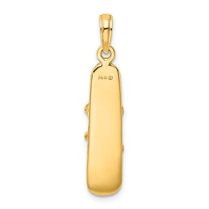 14k Yellow Gold Solid Polished 3-D Snowboard Charm