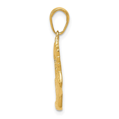 14k Yellow Gold Polished Running Shoe Pendant