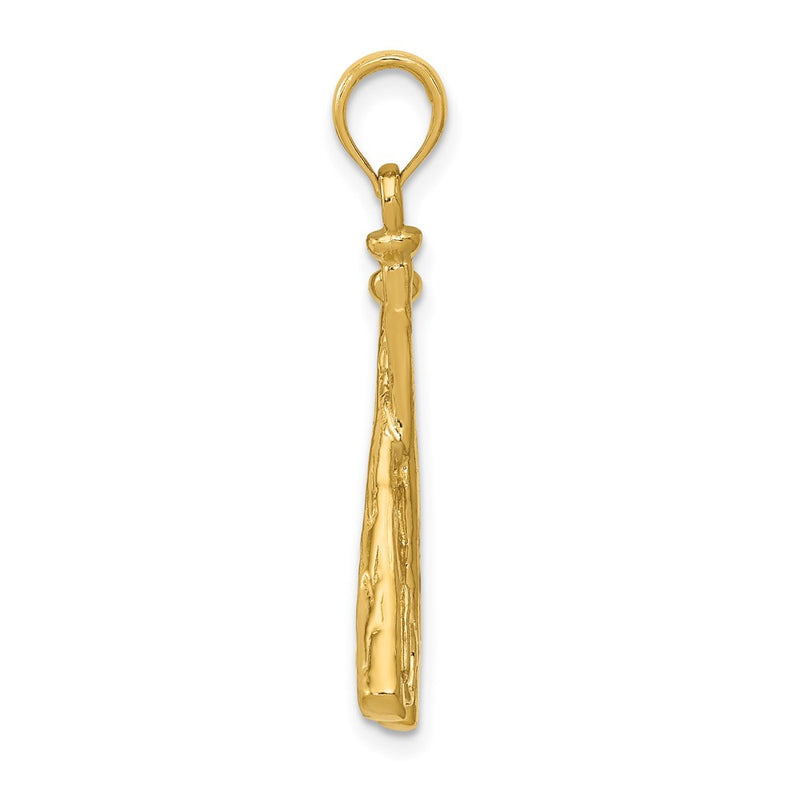 14k Yellow Gold Polished Open-Backed Bats and Baseball Pendant