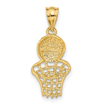 14k Yellow Gold Basketball and Net Charm