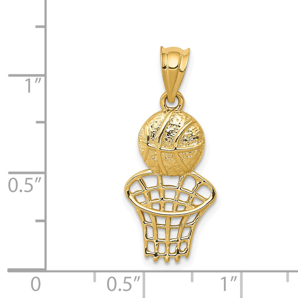 14k Yellow Gold Basketball and Net Charm