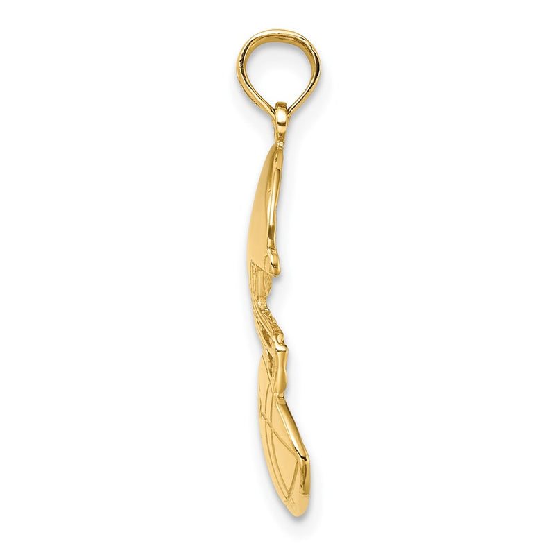 14k Yellow Gold Polished Football and Helmet Pendant