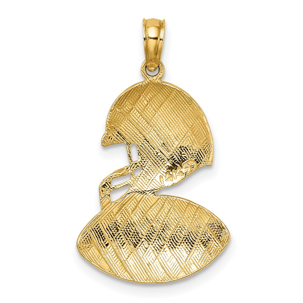 14k Yellow Gold Polished Football and Helmet Pendant