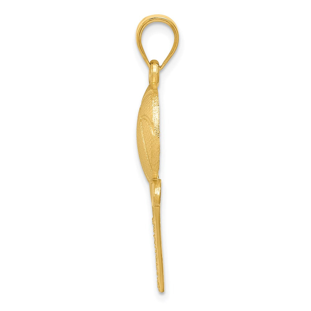 14k Yellow Gold Satin Diamond-Cut Basketball and Net Pendant
