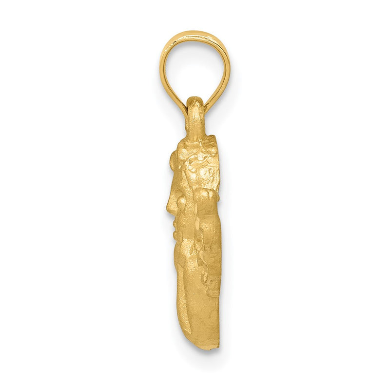 14k Yellow Gold Satin Angel Pendant