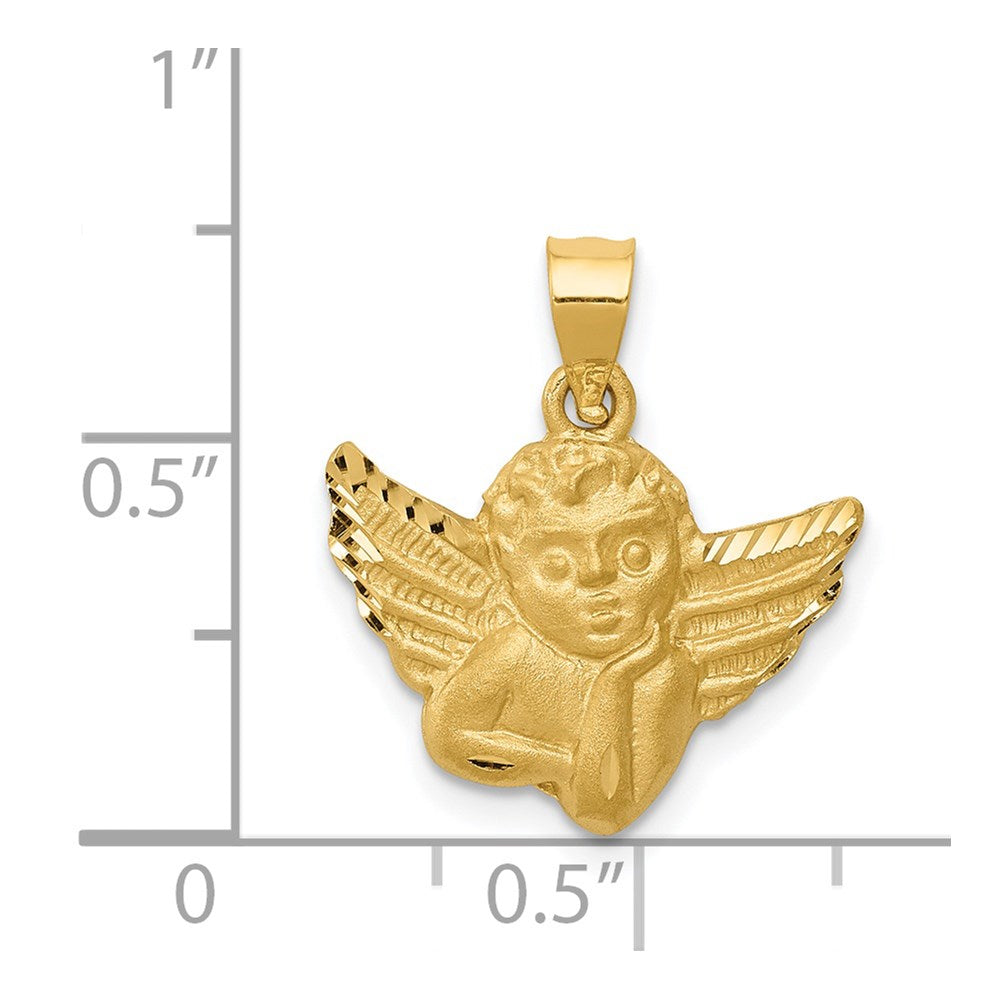 14k Yellow Gold Satin Angel Pendant