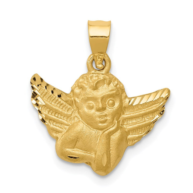 14k Yellow Gold Satin Angel Pendant