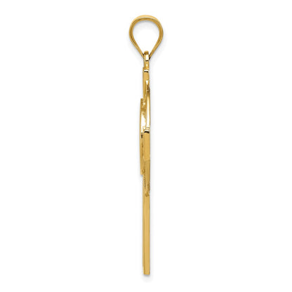 14k Yellow Gold Celtic Claddagh Cross Pendant