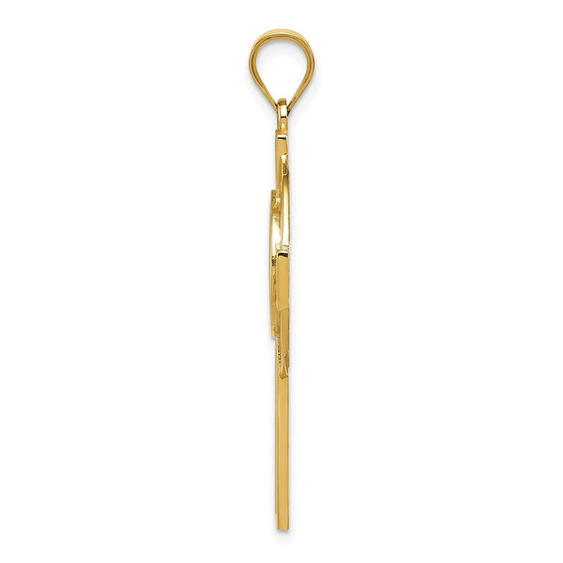 14k Yellow Gold Celtic Claddagh Cross Pendant