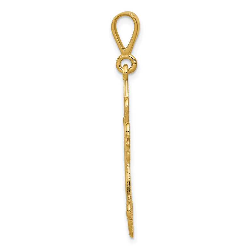 14k Yellow Gold Fleur de Lis Cross Pendant