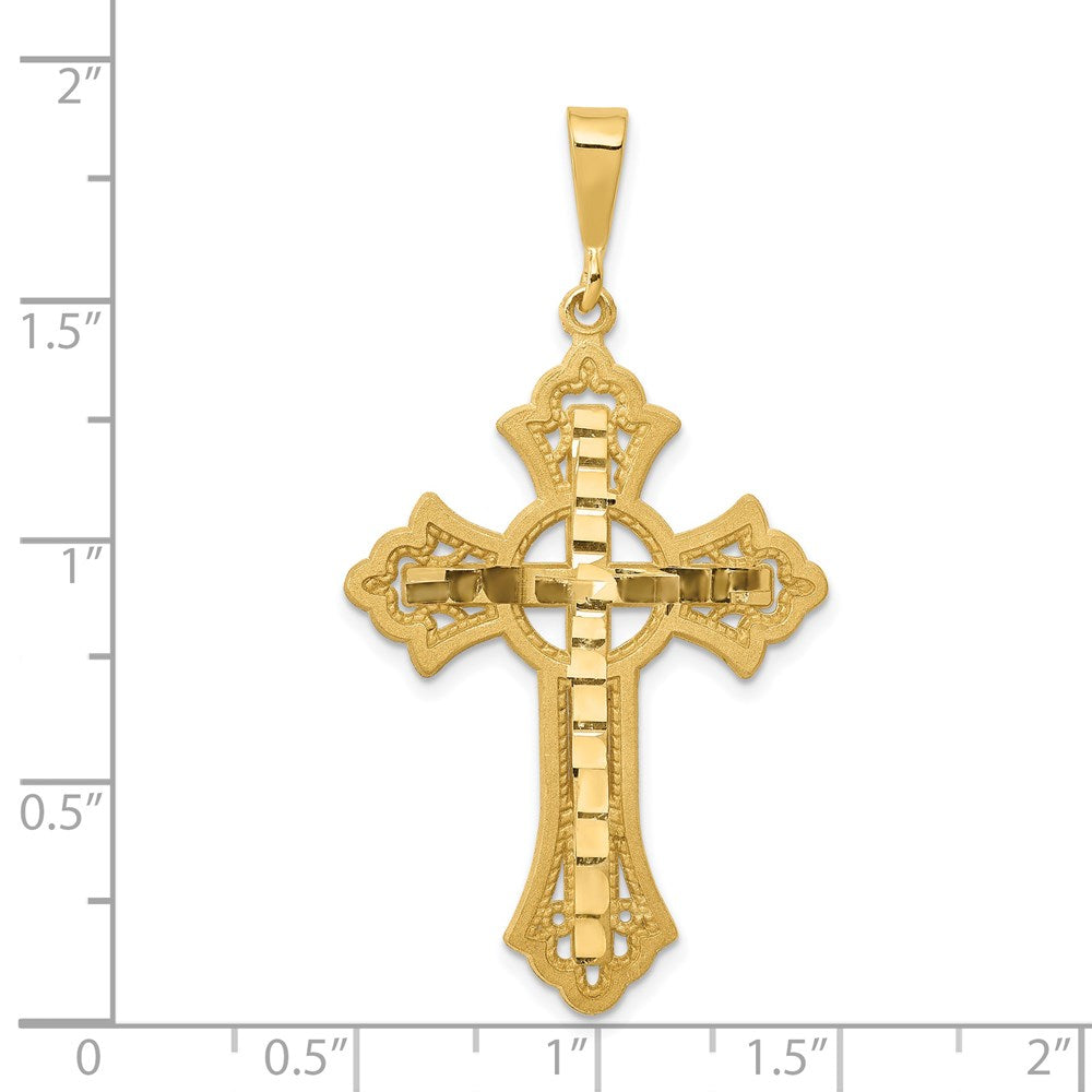 14k Yellow Gold Diamond-cut Celtic Cross Pendant