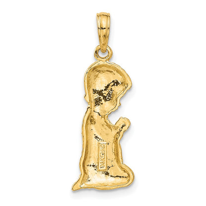 14k Yellow Gold Praying Boy Pendant