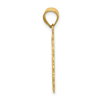 14k Yellow Gold Solid Satin Polished Aries Zodiac Oval Pendant