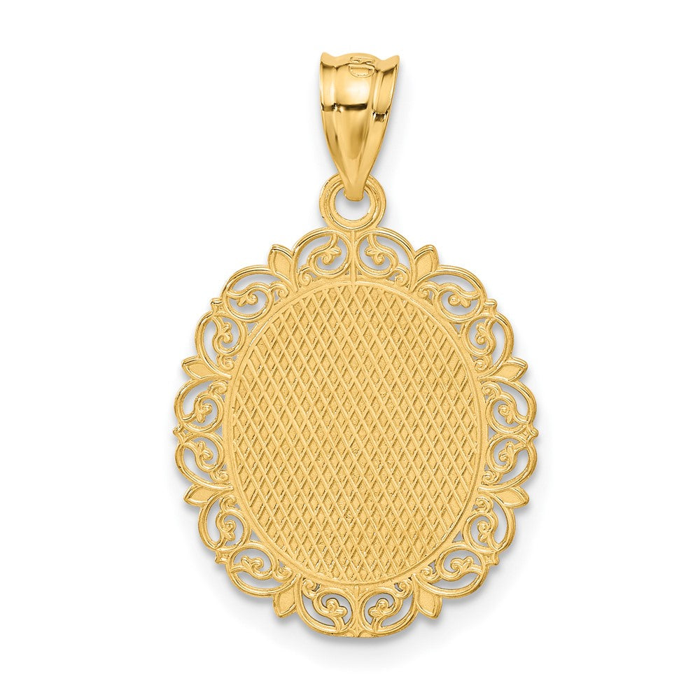 14k Yellow Gold Solid Satin Polished Aries Zodiac Oval Pendant