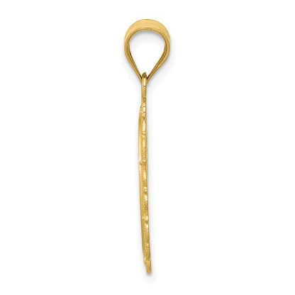 14k Yellow Gold Solid Satin Polished Taurus Zodiac Oval Pendant