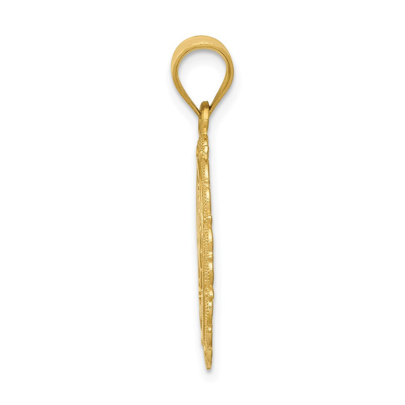 14k Yellow Gold Solid Satin Polished Sagittarius Zodiac Oval Pendant