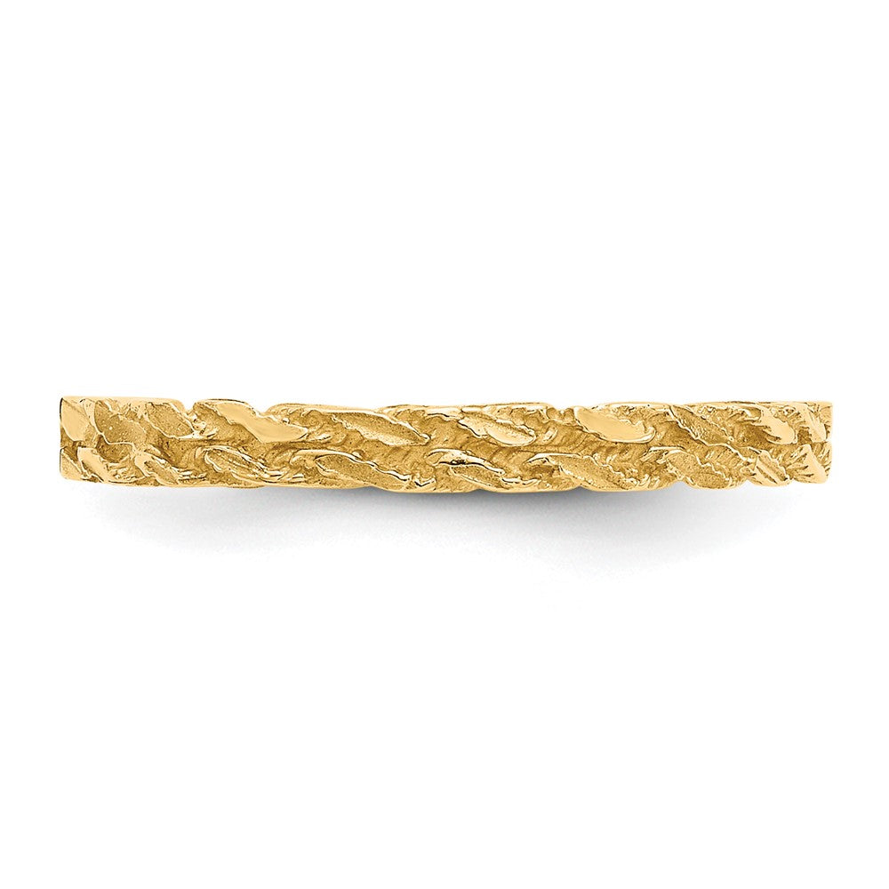 14K Yellow Gold Diamond-cut Rope Ring