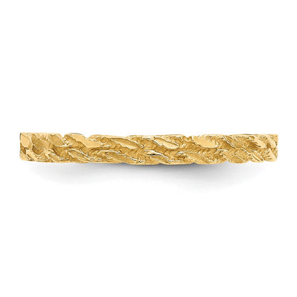 14K Yellow Gold Diamond-cut Rope Ring
