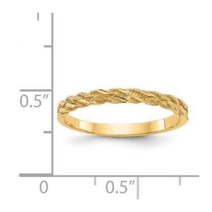 14K Yellow Gold Diamond-cut Rope Ring