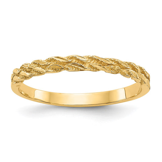 14K Yellow Gold Diamond-cut Rope Ring