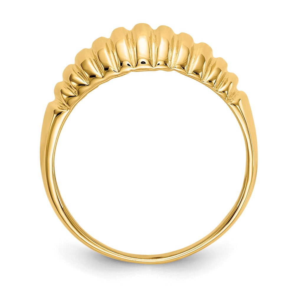 14K Yellow Gold High Polished Ribbed Dome Ring
