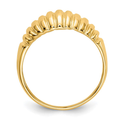 14K Yellow Gold High Polished Ribbed Dome Ring