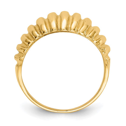 14K Yellow Gold High Polished Ribbed Dome Ring