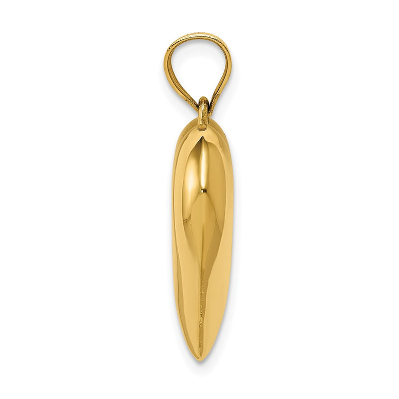 14k Yellow Gold Polished 3-D Puffed Heart Pendant