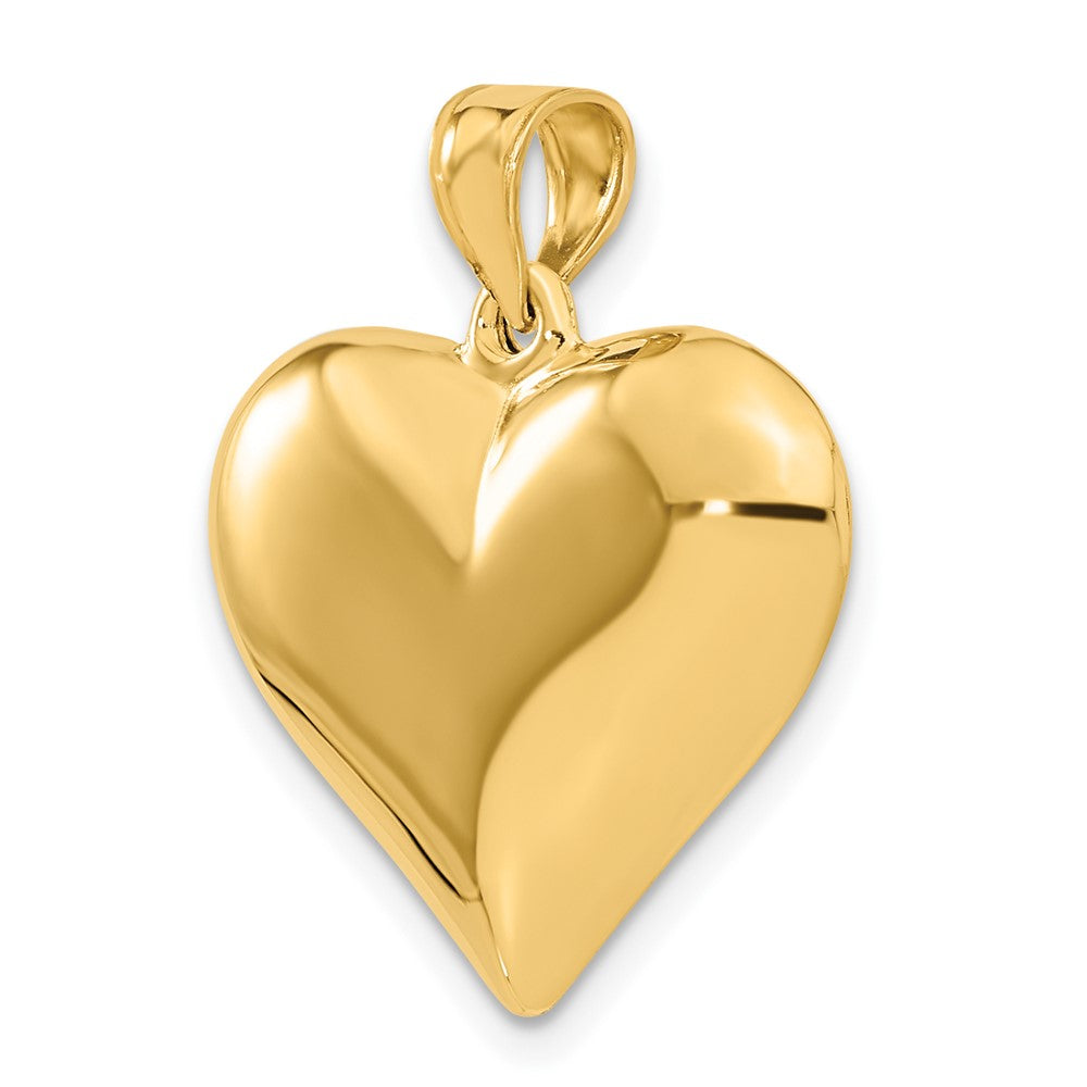 14k Yellow Gold Polished 3-D Puffed Heart Pendant
