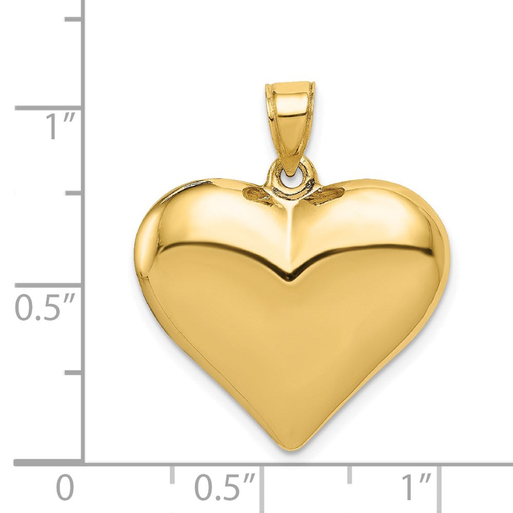14k Yellow Gold Polished 3-D Puffed Heart Pendant