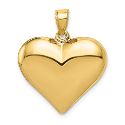 14k Yellow Gold Polished 3-D Puffed Heart Pendant