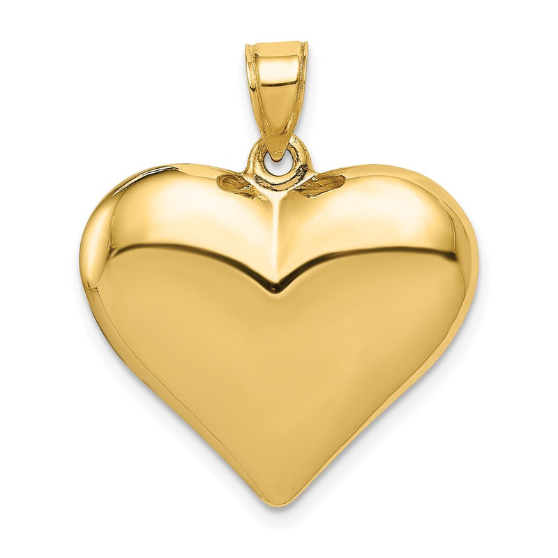 14k Yellow Gold Polished 3-D Puffed Heart Pendant