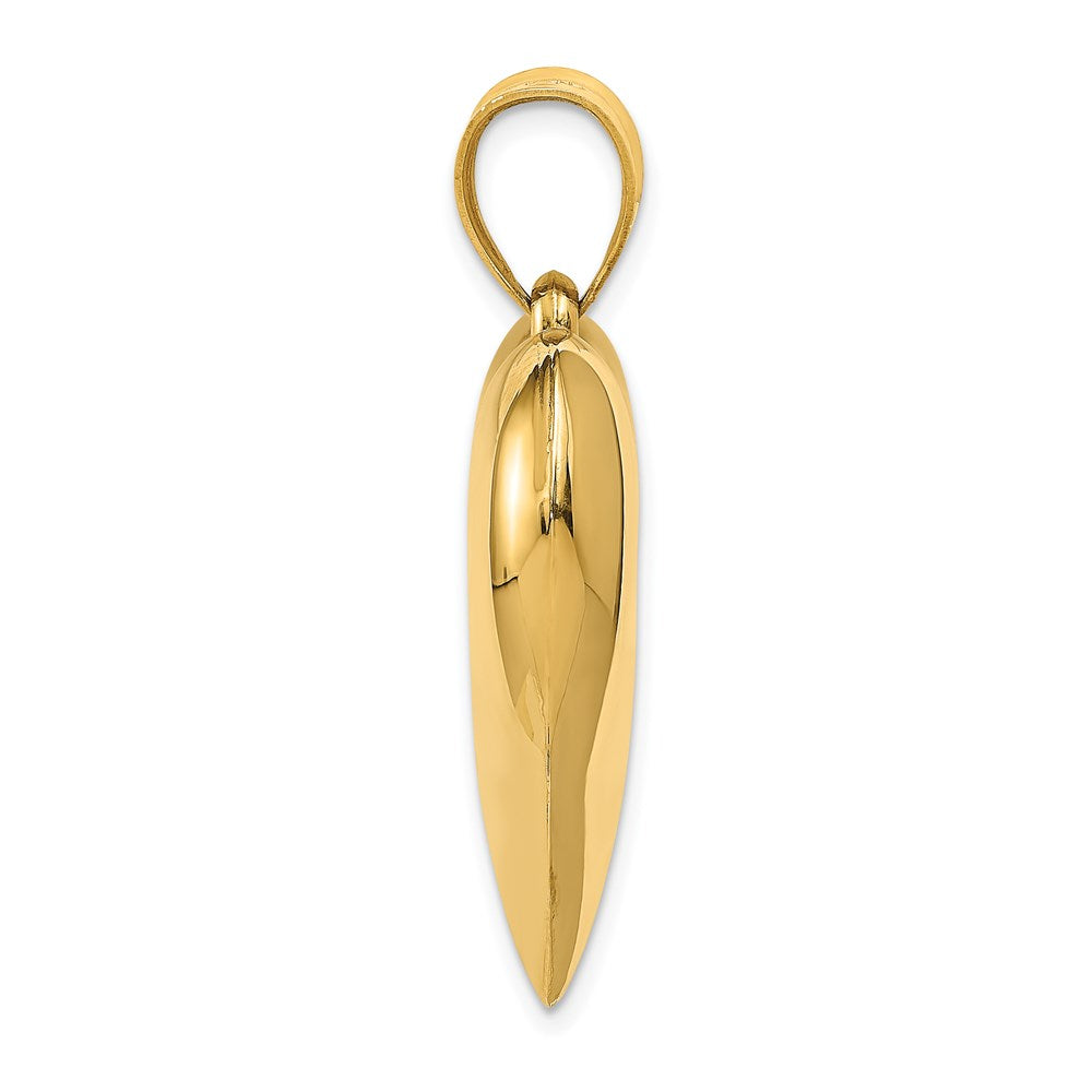 14k Yellow Gold Polished 3-D Puffed Heart Pendant