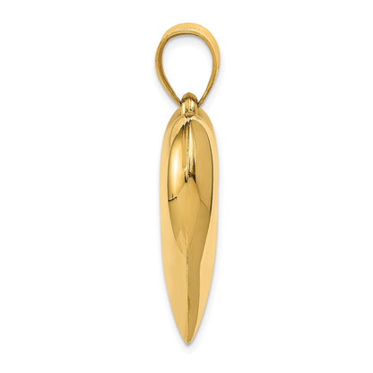 14k Yellow Gold Polished 3-D Puffed Heart Pendant