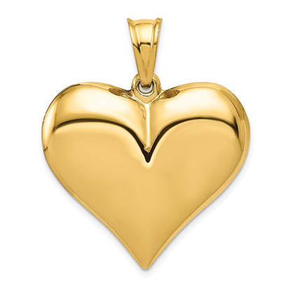 14k Yellow Gold Polished 3-D Puffed Heart Pendant