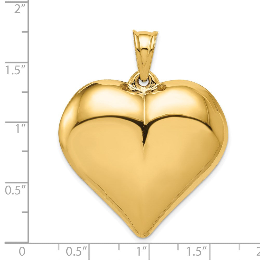 14k Yellow Gold Polished 3-D Large Puffed Heart Pendant