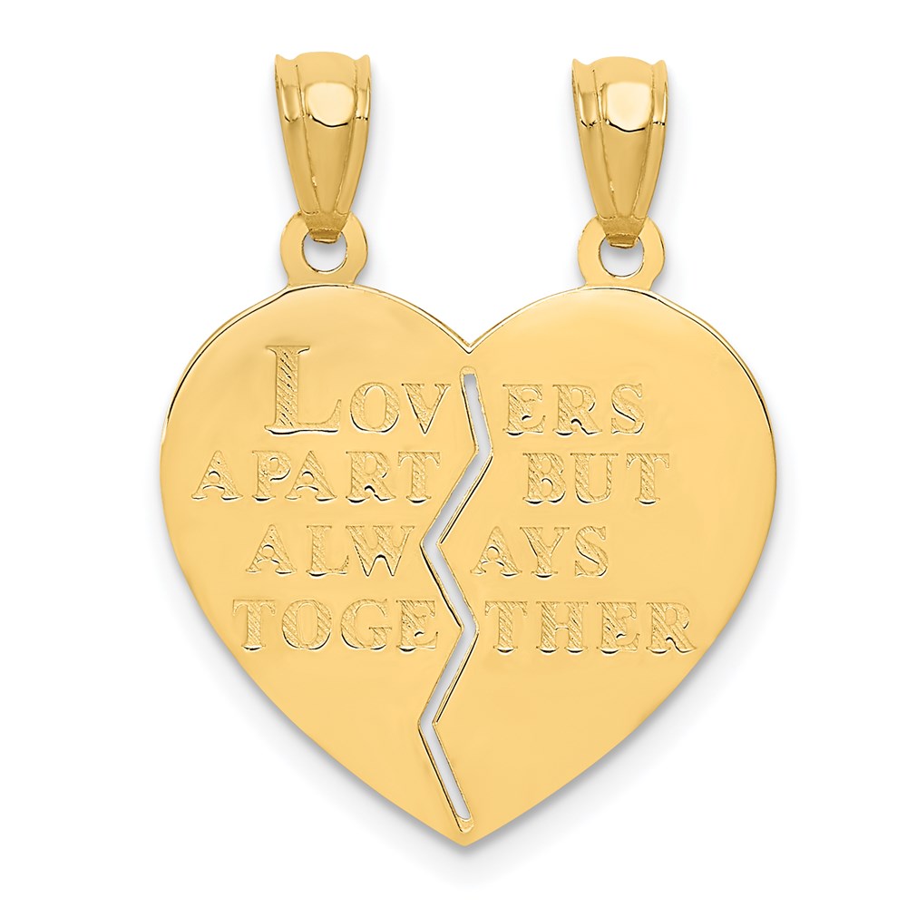 14k Yellow Gold I LOVE YOU Heart Break-apart Reversible Pendant