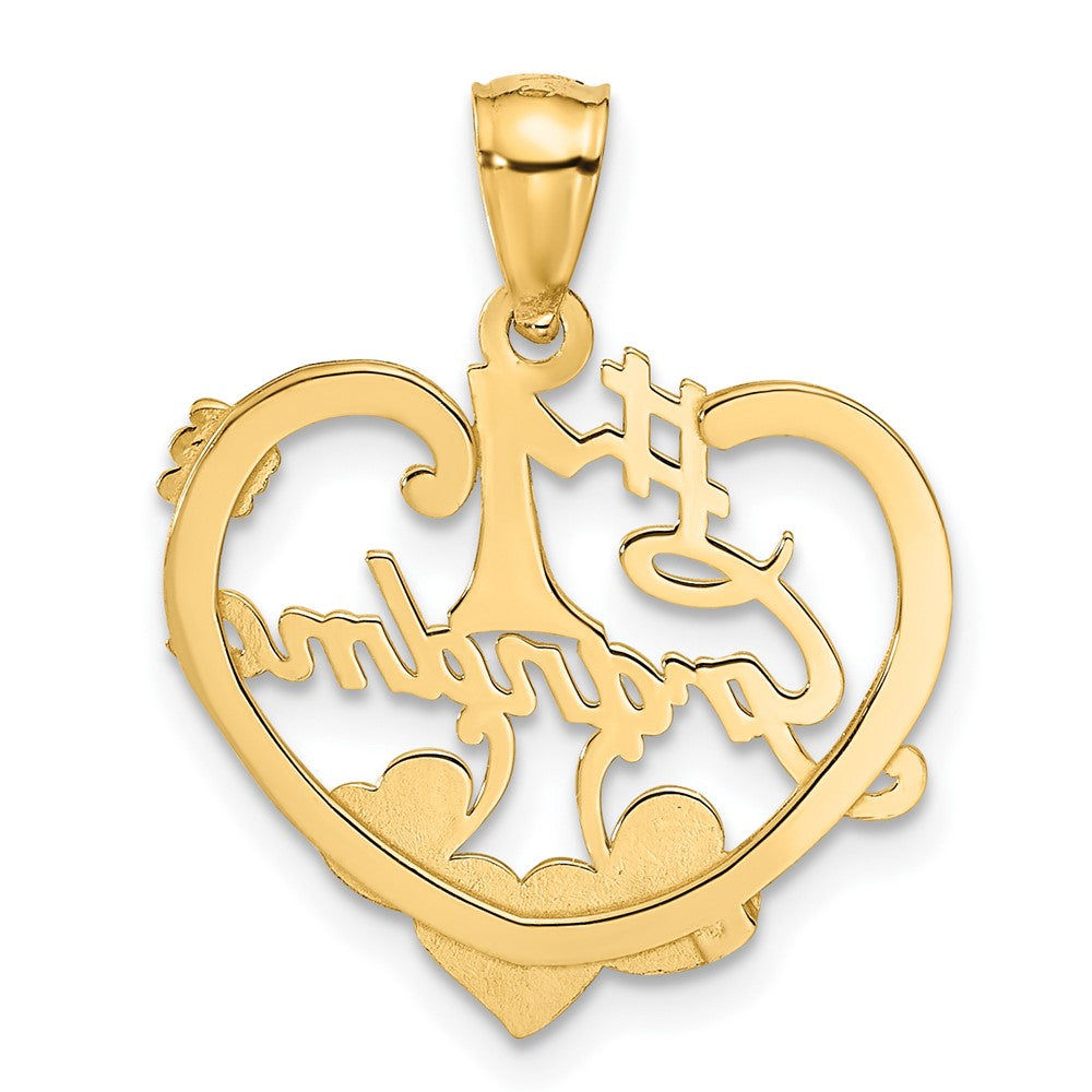 14k Yellow Gold #1 GRANDMA Heart Pendant