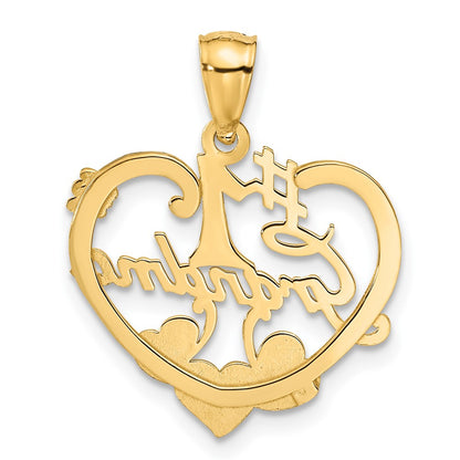 14k Yellow Gold #1 GRANDMA Heart Pendant