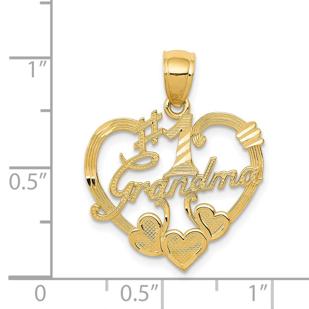 14k Yellow Gold #1 GRANDMA Heart Pendant