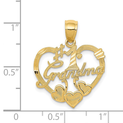 14k Yellow Gold #1 GRANDMA Heart Pendant