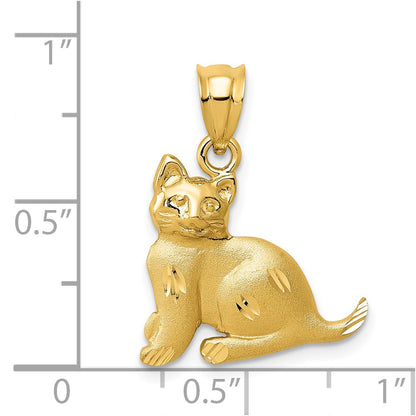 14k Yellow Gold Cat Charm