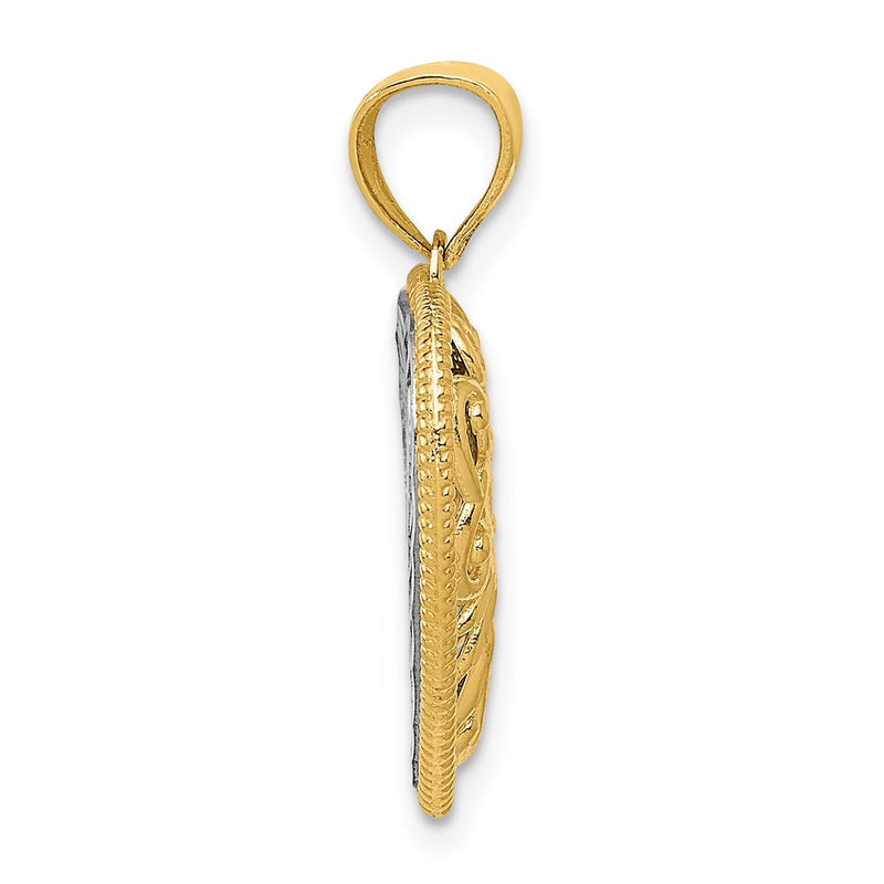 14k Yellow Gold Two-tone Gold Reversible GRANDMA Heart Pendant