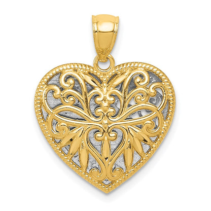 14k Yellow Gold Two-tone Gold Reversible GRANDMA Heart Pendant