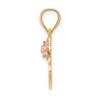 14k Yellow Gold Yellow and Rose Gold #1 GRANDMA with Roses Pendant