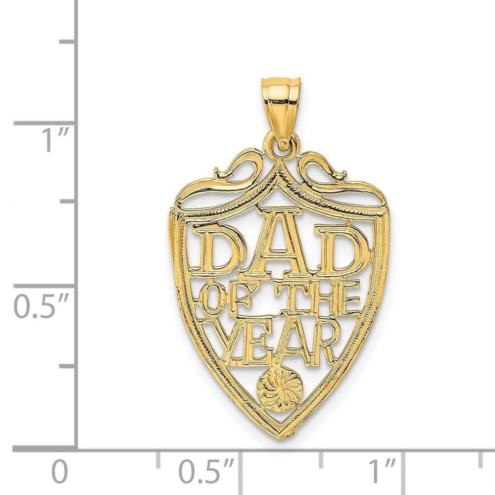 14k Yellow Gold DAD OF THE YEAR PLAQUE Charm
