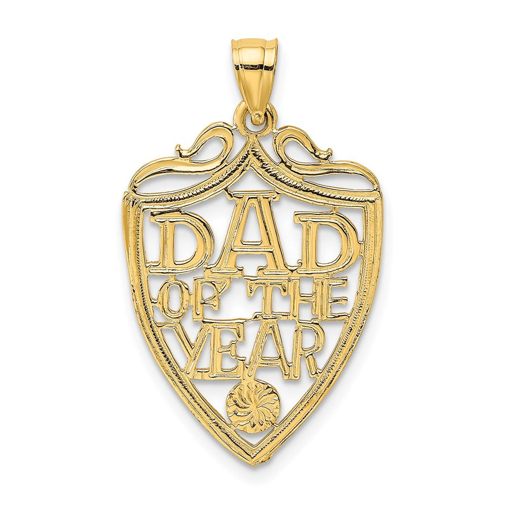14k Yellow Gold DAD OF THE YEAR PLAQUE Charm