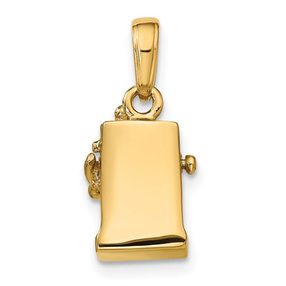 14k Yellow Gold 3-D Moveable Slot Machine Pendant